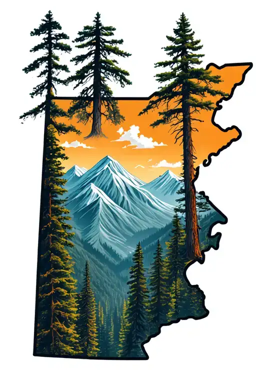 Smokey Mountains Tennessee State Outline