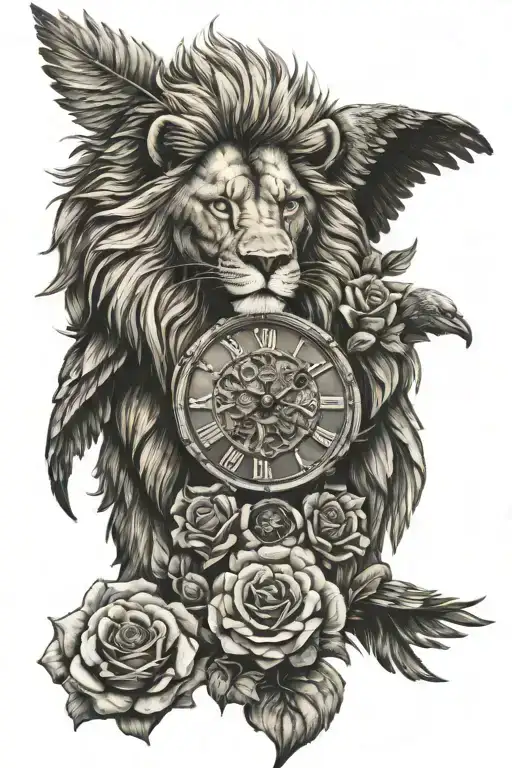 Lion Clock Eagle Rose Bear