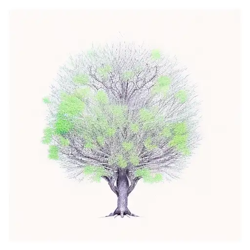 Tree With Green Leaves Beside A Stream