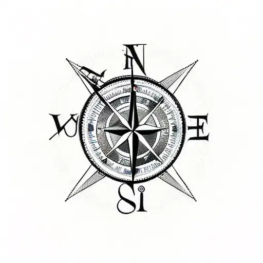 Compass And Clock Pierced With An Arrow