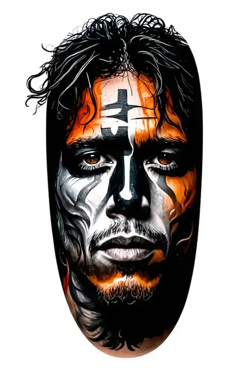 Chris Cornell Face Painted On A Guitar