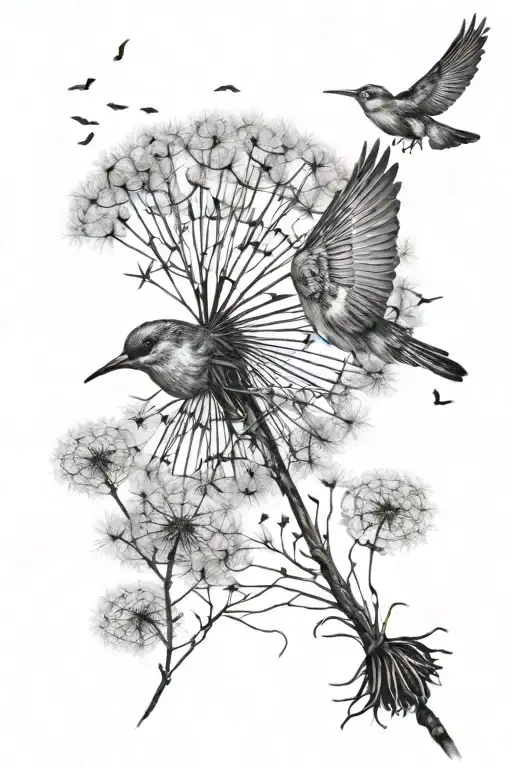 Dandelion Seed To Bird Flying Away