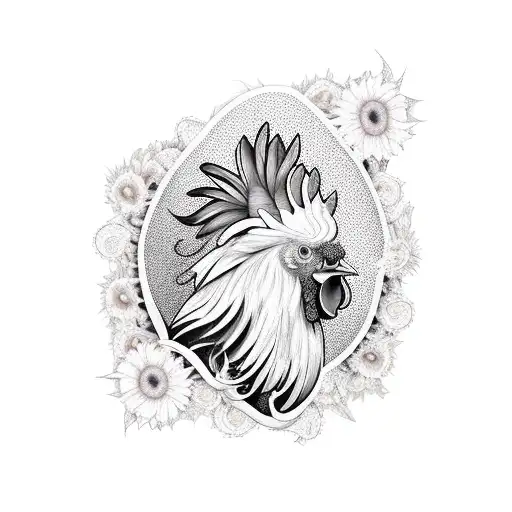 Rooster With Sunflower