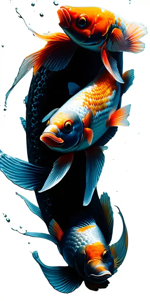 Koy Carp Orange And White With Other Carp Swimming