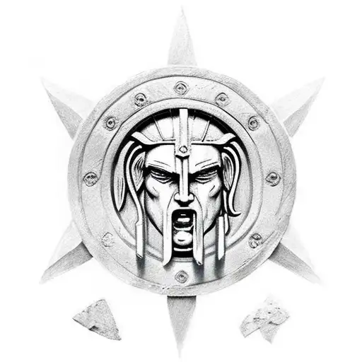 Spartan Warrior With A Leon Face