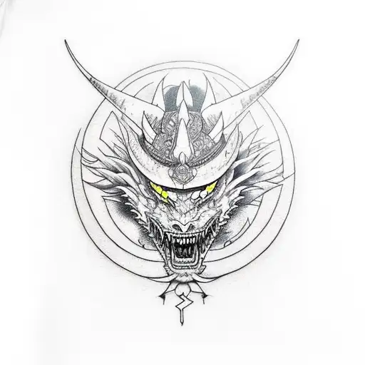 Samurai And Scary Dragon