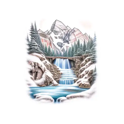A Majestic Waterfall Cascading Down A Rocky Mountain Surrounded By Lush Greenery