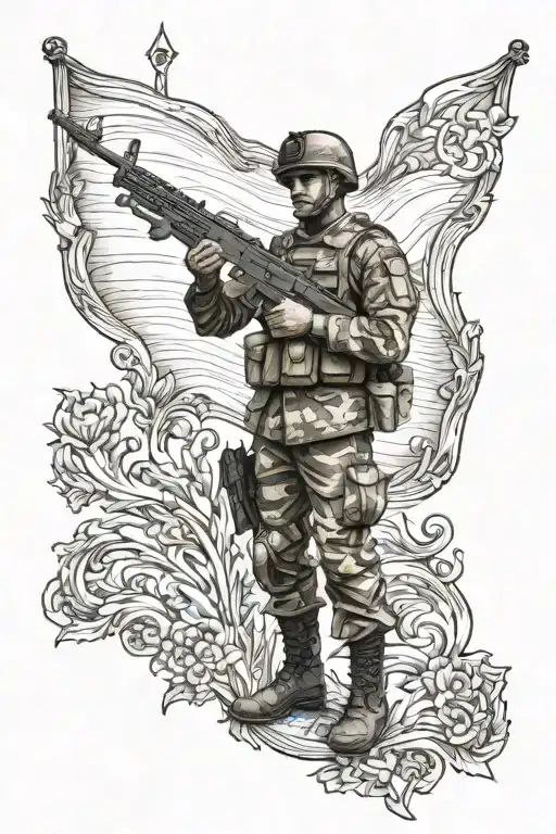 A Soldier With Ukraine Symbol