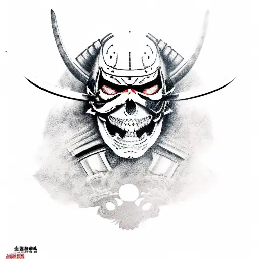 Realistic Samurai Warrior With A Skull Face