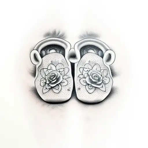 Baby Foot With Heart And Flowers