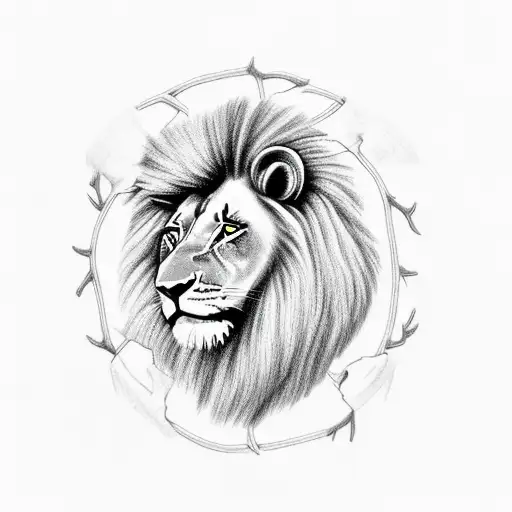 Tree With Lion Upright On Both Sidesx