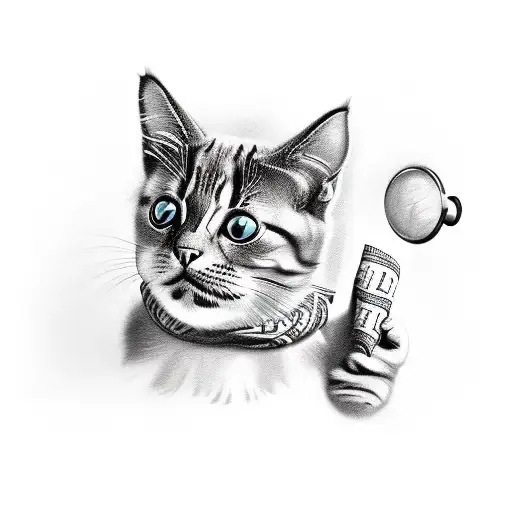 A Playful Cat Burglar Holding A Bag Of Money And A Smoking Gun