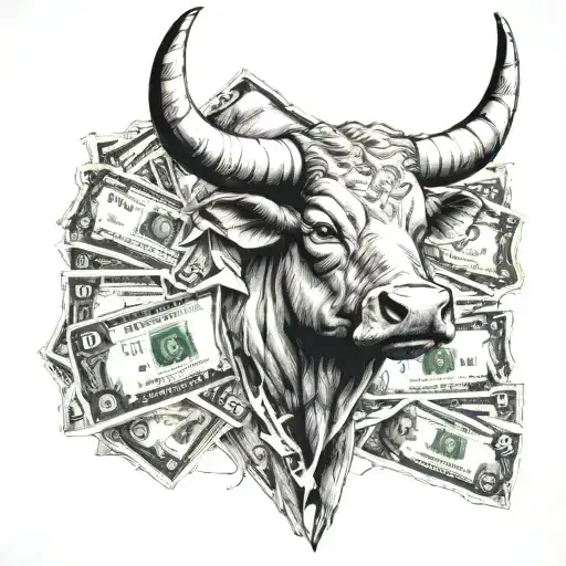 Wild Bull Head And Bitcoin And Cash
