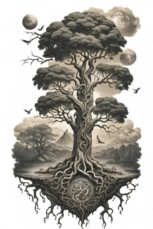 Yggdrasil Tree With The 9 Worlds Of The Nordic Mythology