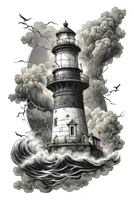 Lighthouse Surrounded By Storm