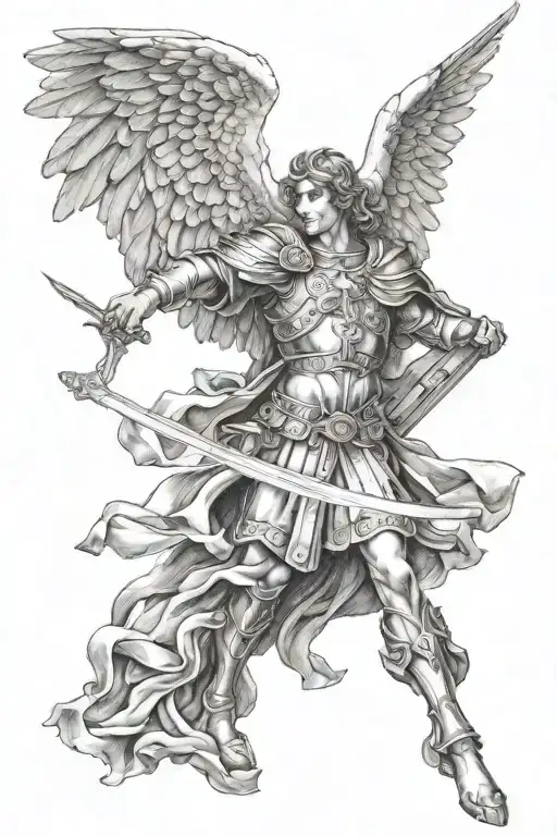 Saint Micheal Angel Holding A Sword