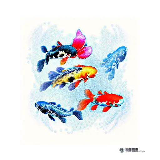 Flowers With Koi Fish