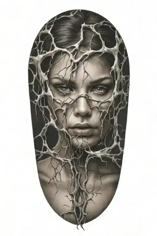 A Woman Breaking Through A Simulation Into Reality