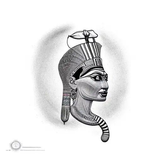 Nefertiti Side View With Cobra And Ankh