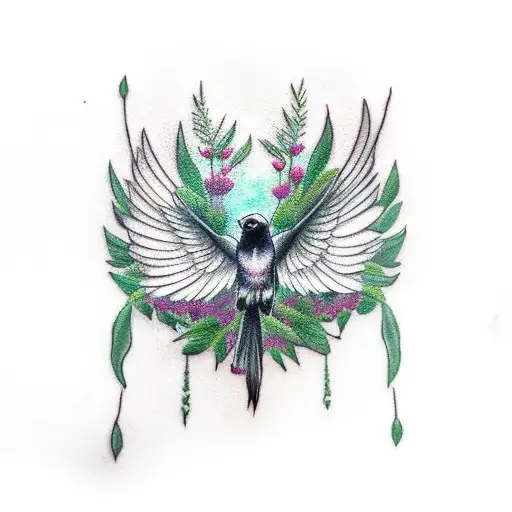 Raven With Green Foliage