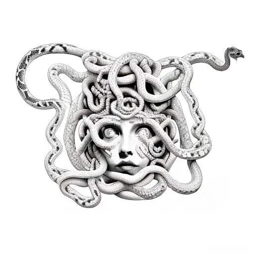 Medusa With Snakes And Half Petrified Face
