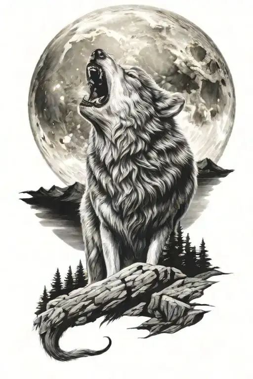 Alpha Wolf Howling At The Moon