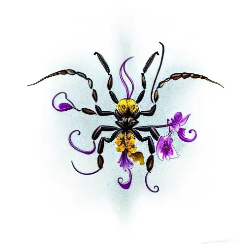 Scorpion With Orchid Flowers
