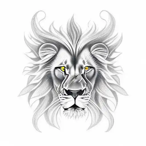 Realistic Fire And Lightning Chest Lion