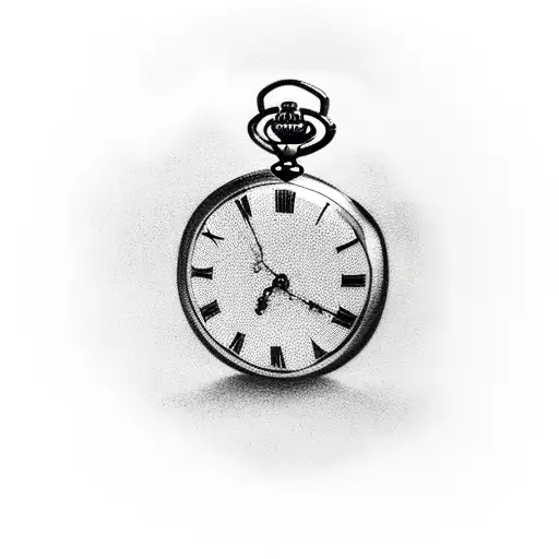 Pocket Watch On Cloud Background