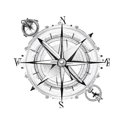 Sail Boat And Compass Sailing