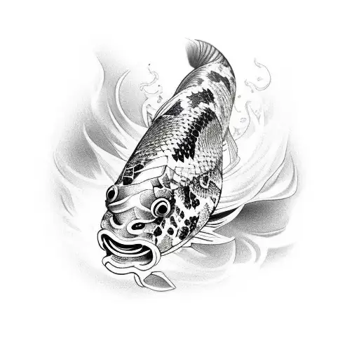 Koi Fish With Snakes Around Leg