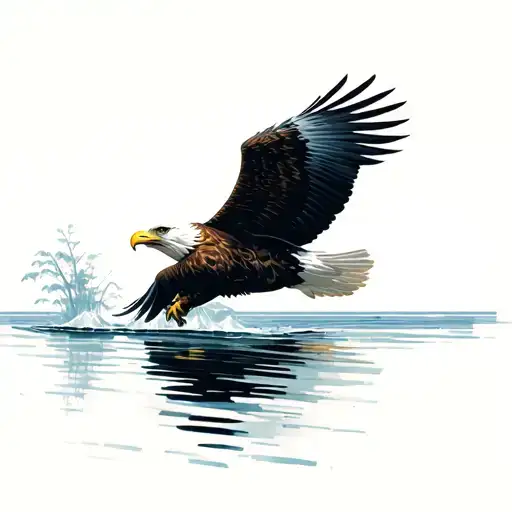 Eagle Flying Over Water