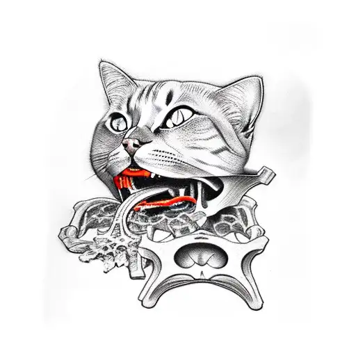 Cat Skeleton Jaw Open