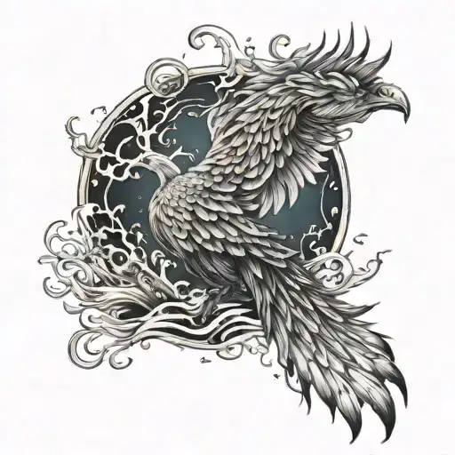 A Majestic Phoenix Rising From The Depths Of A Mystical Lake