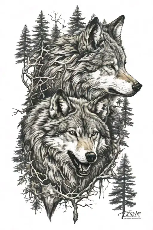 Forest Wolf Pack Roaming