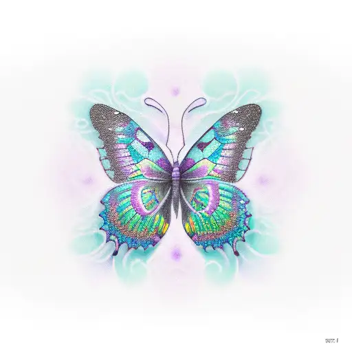 Purple And Teal Semicolon Butterfly