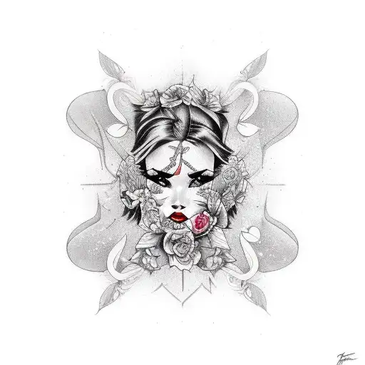 Pinup Girl With Tattoos And Acoustic Guitar