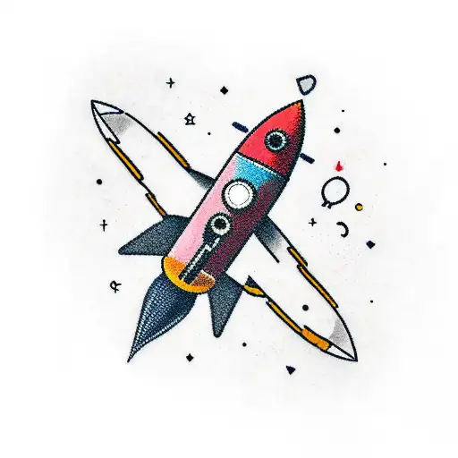 Rocket With A Background Of Space And Include Some Equations