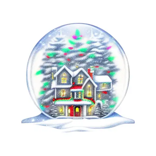 Snowglobe With Christmas Lights Around It And The House From Taylor Swift's Lover Music Video In It