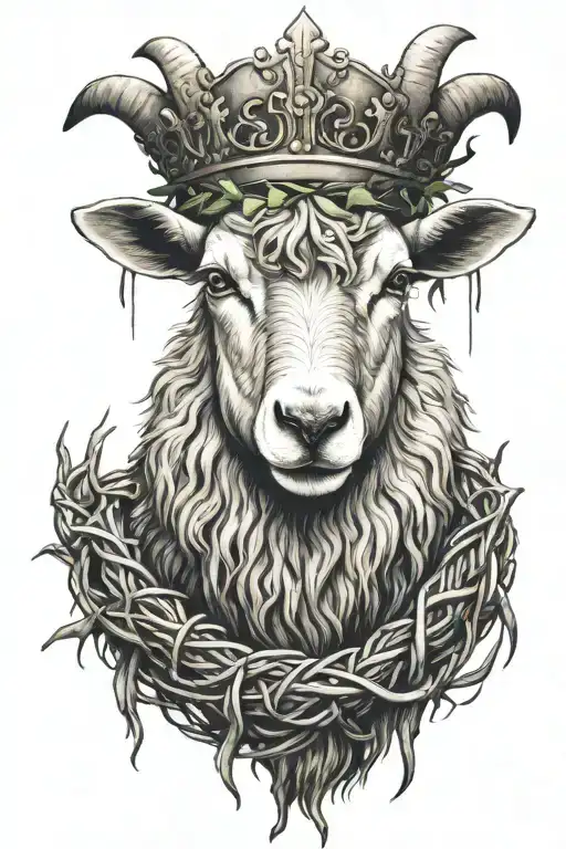 Lamb Standing On Back Legs With Crown Of Thorns On Head