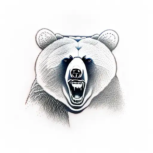 Shadowed Bear Standing Up And Screaming