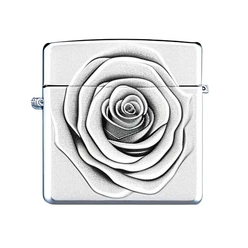 Open Silver Zippo With A Lit Flame That Transitions Into A Yellow Rose