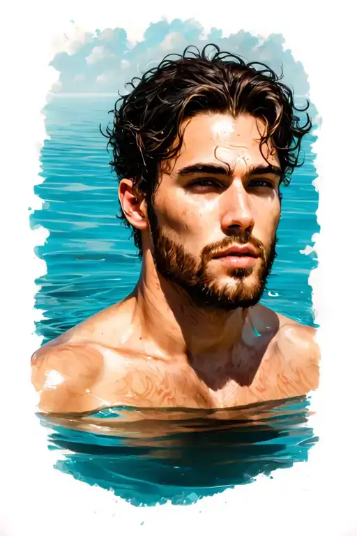 Relfection In The Water Of A Man Looking