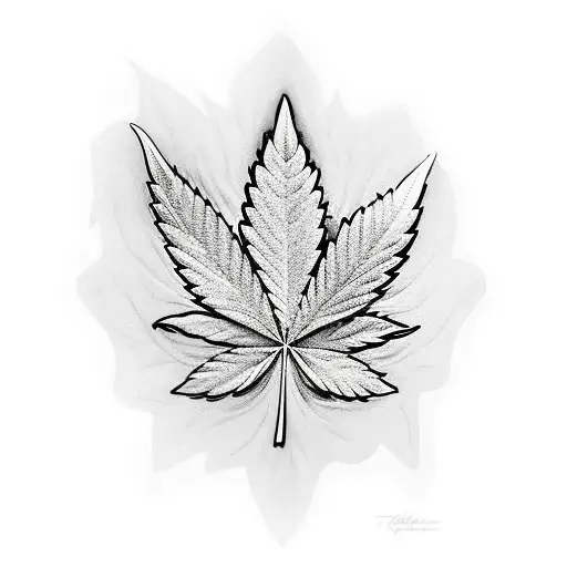 Cannabis Leaf Morphing Into A Wave With Surfboards Riding It