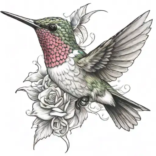Breast Cancer Ribbon Around A Hummingbird