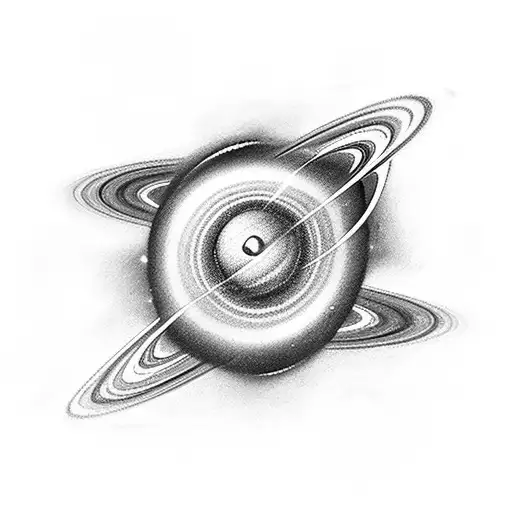 Planet Saturn Getting Sucked Into A Black Hole In Black And White