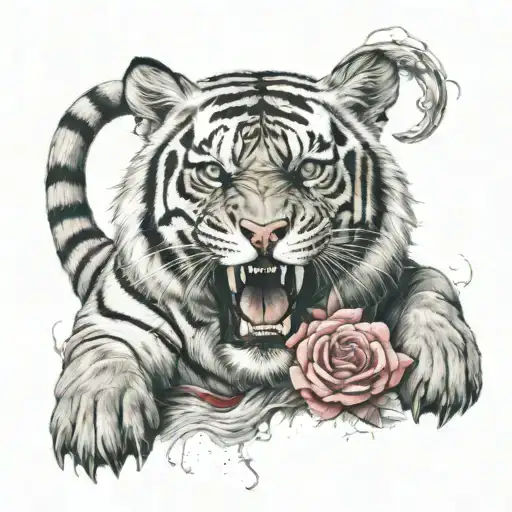 A Nurse Tiger Caring For A Wounded Rose