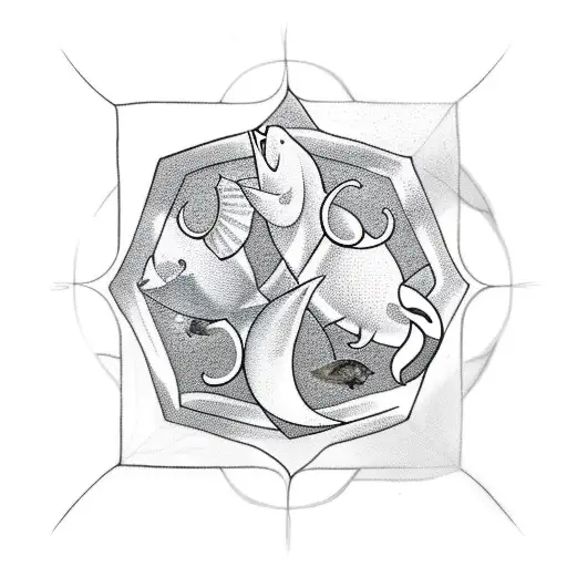 Pisces Symbol In Hexagon