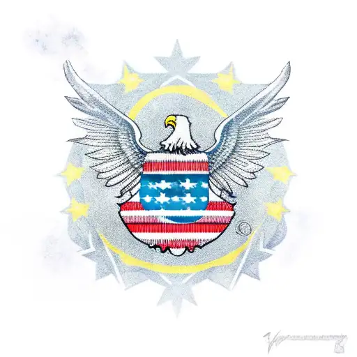 American Flag With Lebanese Flag And Bald Eagle