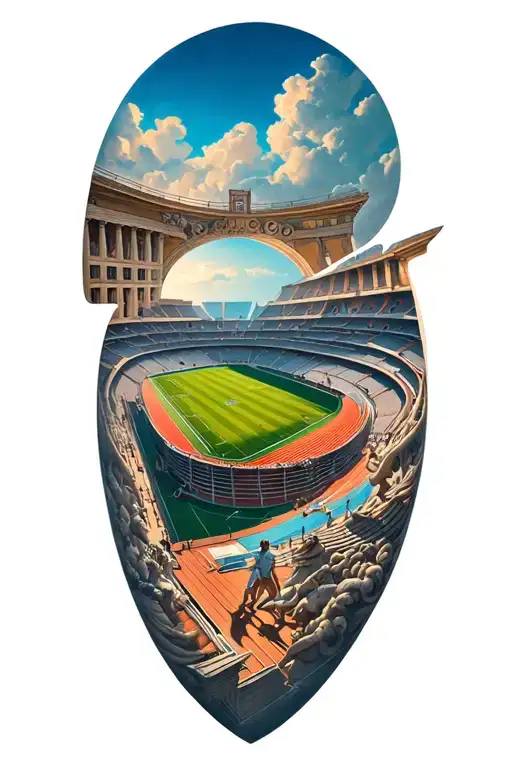 Greek Mythology With 7 Wonders And Football Stadium